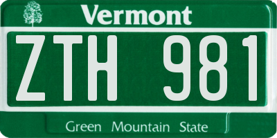 VT license plate ZTH981