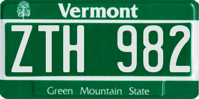 VT license plate ZTH982