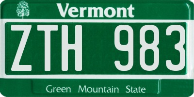 VT license plate ZTH983