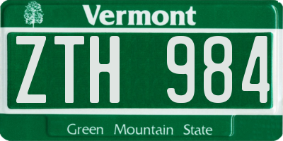 VT license plate ZTH984