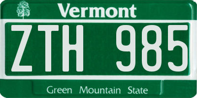 VT license plate ZTH985