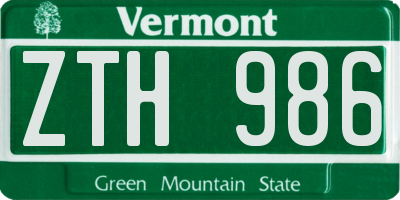 VT license plate ZTH986