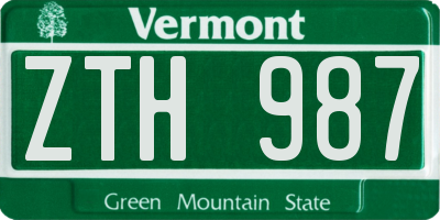 VT license plate ZTH987