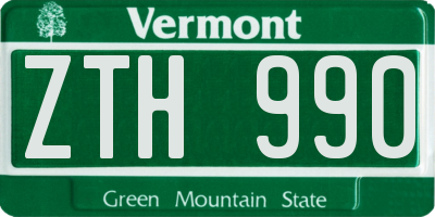 VT license plate ZTH990