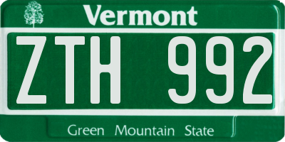 VT license plate ZTH992