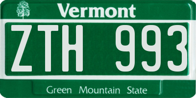 VT license plate ZTH993
