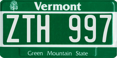 VT license plate ZTH997