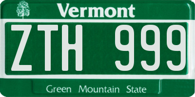 VT license plate ZTH999