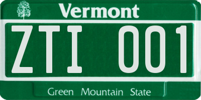VT license plate ZTI001