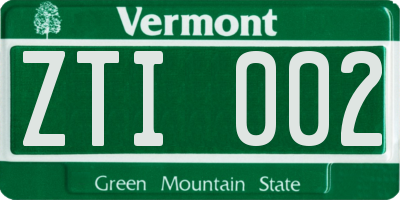 VT license plate ZTI002