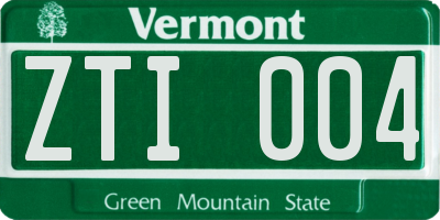 VT license plate ZTI004