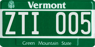 VT license plate ZTI005