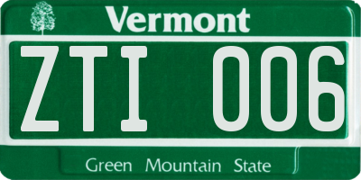 VT license plate ZTI006