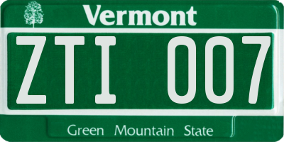 VT license plate ZTI007