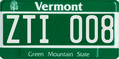 VT license plate ZTI008