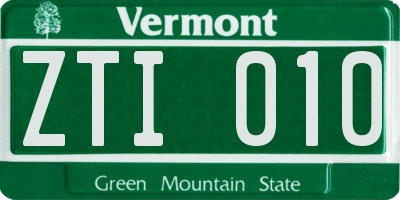 VT license plate ZTI010
