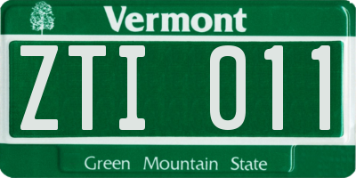 VT license plate ZTI011