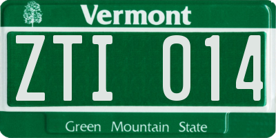 VT license plate ZTI014