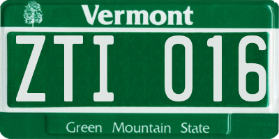 VT license plate ZTI016