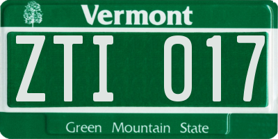 VT license plate ZTI017