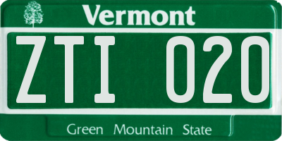 VT license plate ZTI020