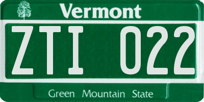 VT license plate ZTI022
