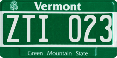 VT license plate ZTI023