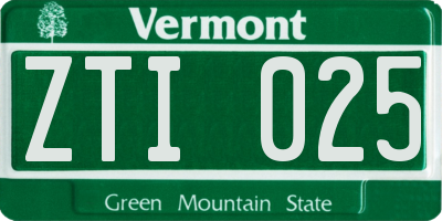 VT license plate ZTI025