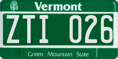 VT license plate ZTI026