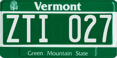 VT license plate ZTI027