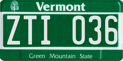 VT license plate ZTI036