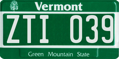 VT license plate ZTI039