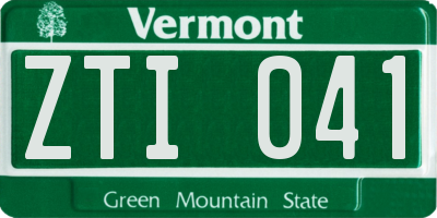 VT license plate ZTI041
