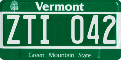 VT license plate ZTI042