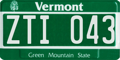 VT license plate ZTI043