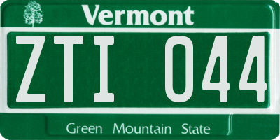 VT license plate ZTI044