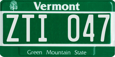 VT license plate ZTI047