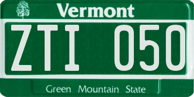 VT license plate ZTI050