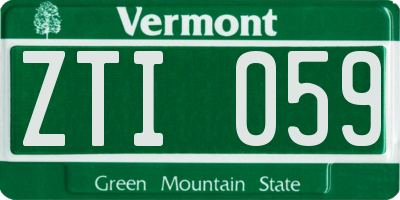 VT license plate ZTI059