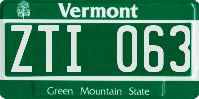 VT license plate ZTI063