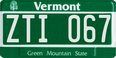 VT license plate ZTI067