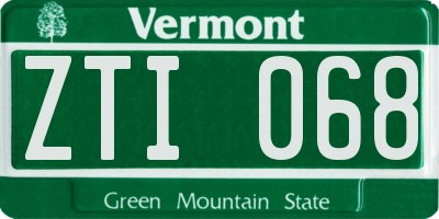 VT license plate ZTI068