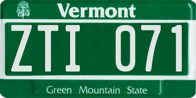 VT license plate ZTI071