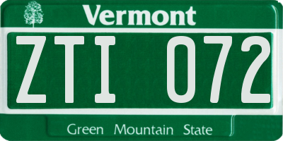 VT license plate ZTI072