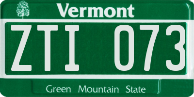 VT license plate ZTI073