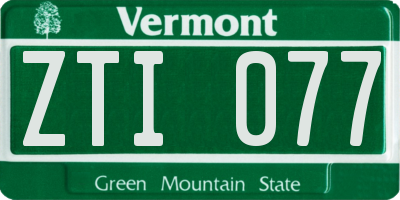 VT license plate ZTI077