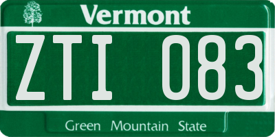 VT license plate ZTI083