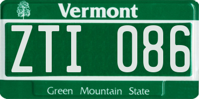 VT license plate ZTI086