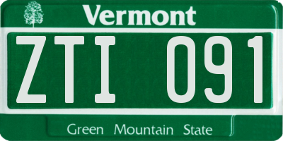 VT license plate ZTI091