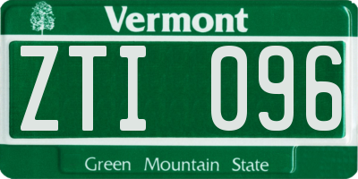 VT license plate ZTI096